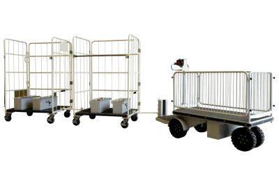 カゴ台車2台の牽引（全体）